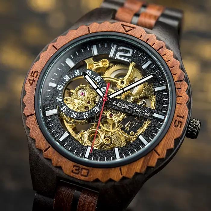 DODO DEER montre en bois hommes montres mécaniques automatiques Couple étanche lumineux main auto-vent luxe femmes mâle cadeau