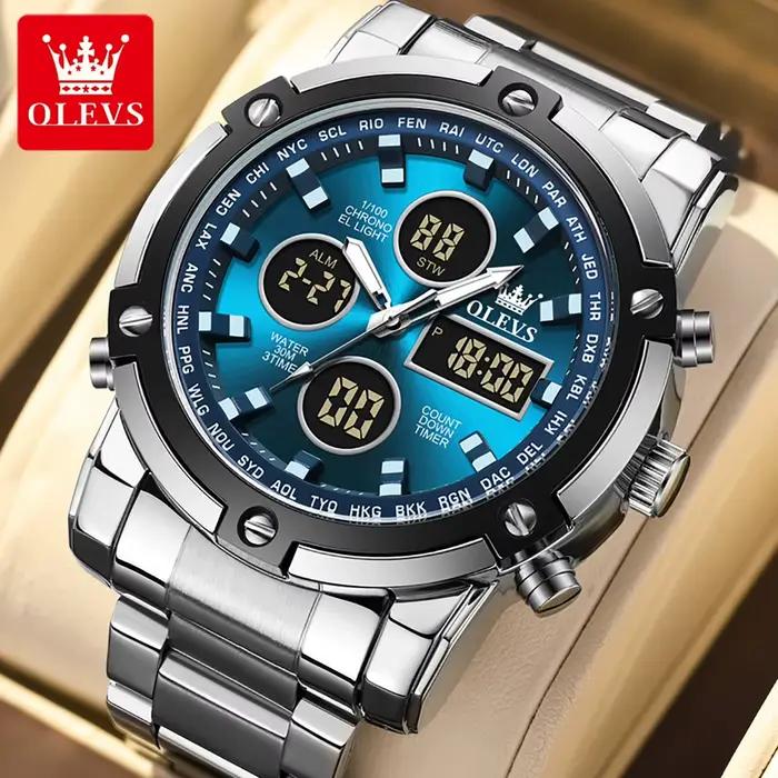Montre militaire numérique OLEVS avec affichage LED et chronographe pour hommes occasions sportives et quotidiennes