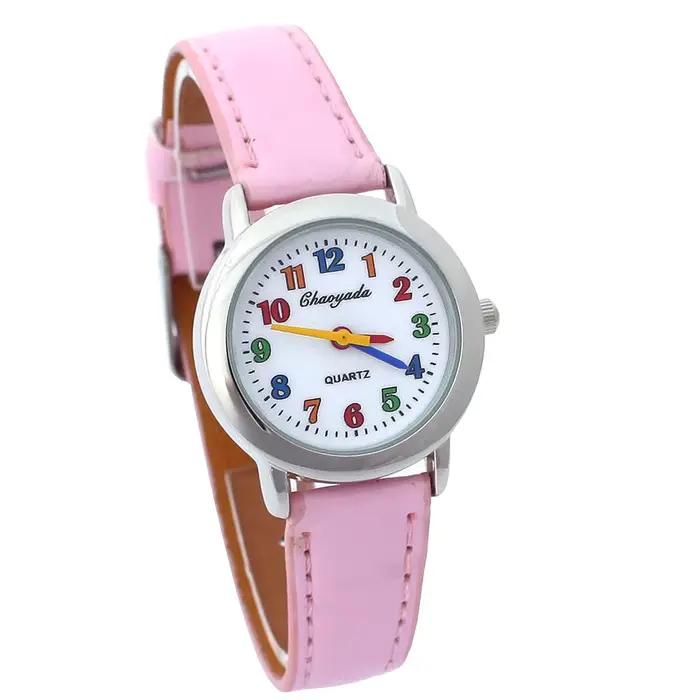 Montre en cuir à cadran coloré pour enfants adolescents filles garçons occasionnels spéciales