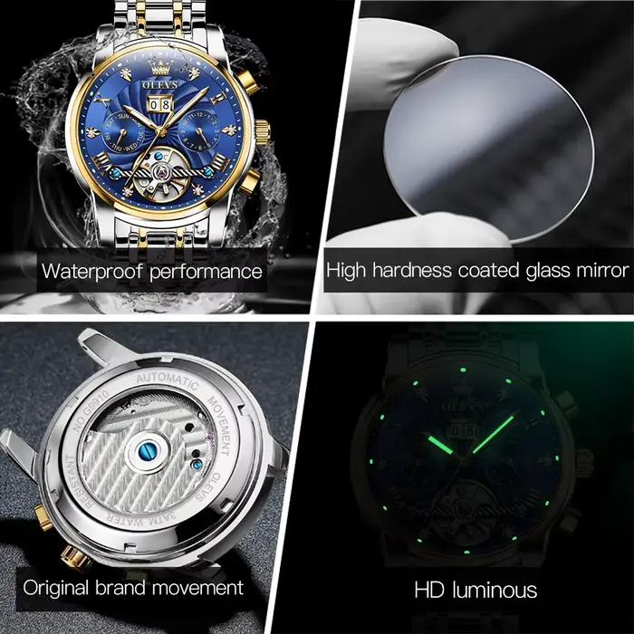 OLEVS 9910 montre pour hommes marque de luxe originale étanche lumineux automatique