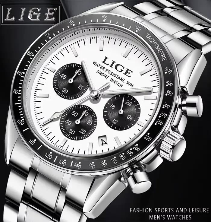 Montre à quartz étanche en acier inoxydable pour homme