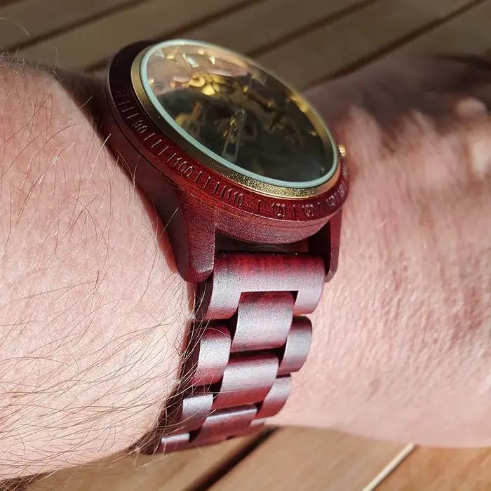 Montre mécanique automatique en bois pour homme