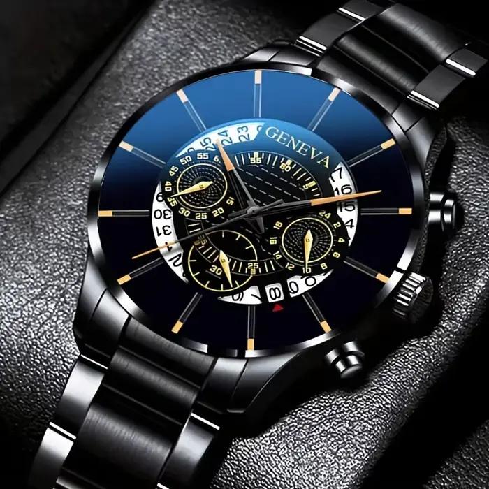 Montre à quartz à cadran rond pour homme