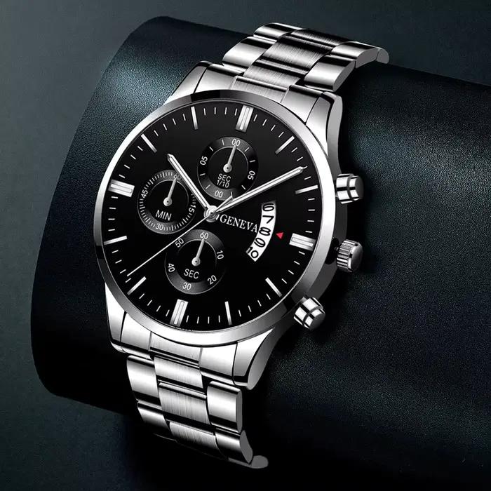 Montre-bracelet à quartz en acier inoxydable pour homme