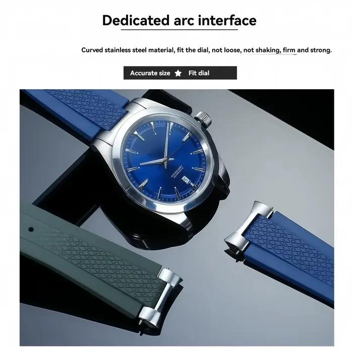Bracelet en caoutchouc pour montre Longines Conquest GMT élégant et durable pour homme et femme occasions spéciales ```
