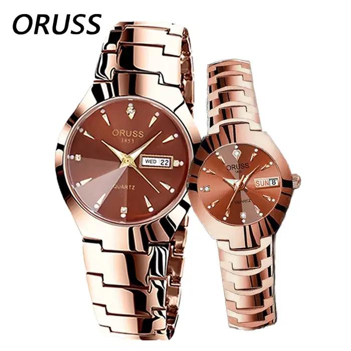 Montre de couple à quartz étanche pour hommes et femmes