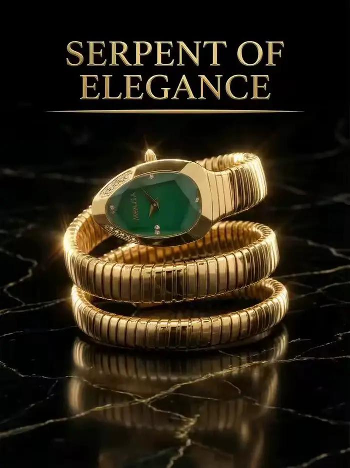 Montre élégante en forme de serpent pour femme