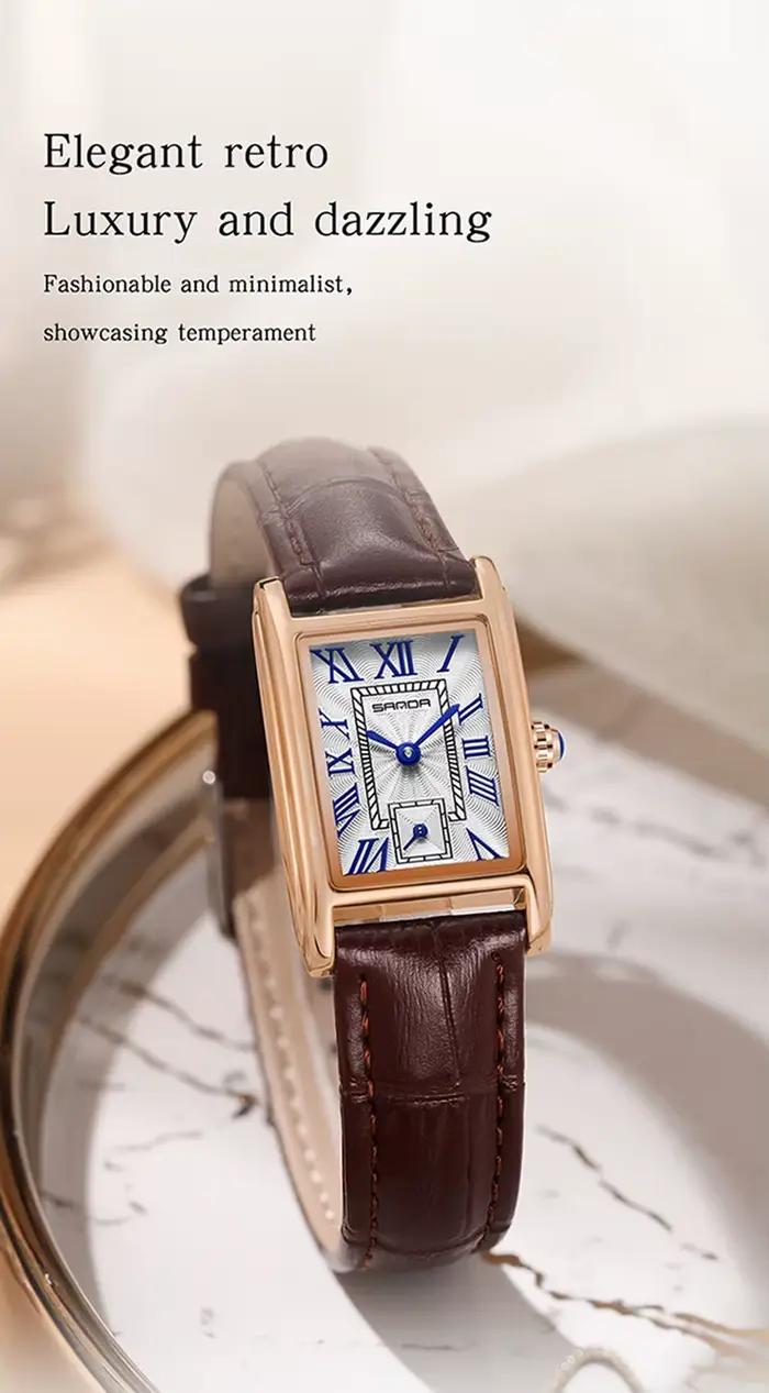 Montre Quartz Femmes 2023 Style Mode et Décontracté Rectangle Résistance à L'Eau Occasions Professionnelles et Festives