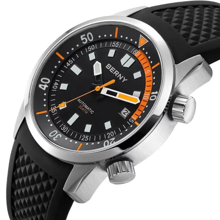 BERNY montres de plongée pour hommes 200M étanche Super lumineux automatique mécanique montre