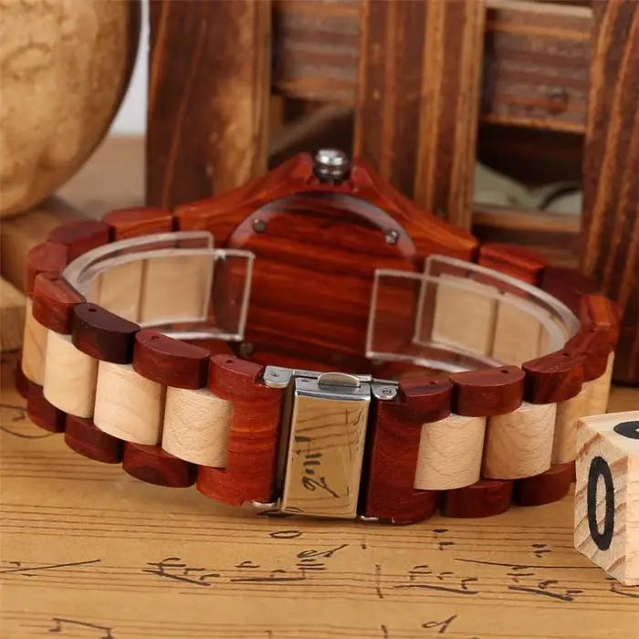 Montre-Bracelet en bois élégante avec mouvement à Quartz et chiffres romains blancs pour femmes occasions spéciales