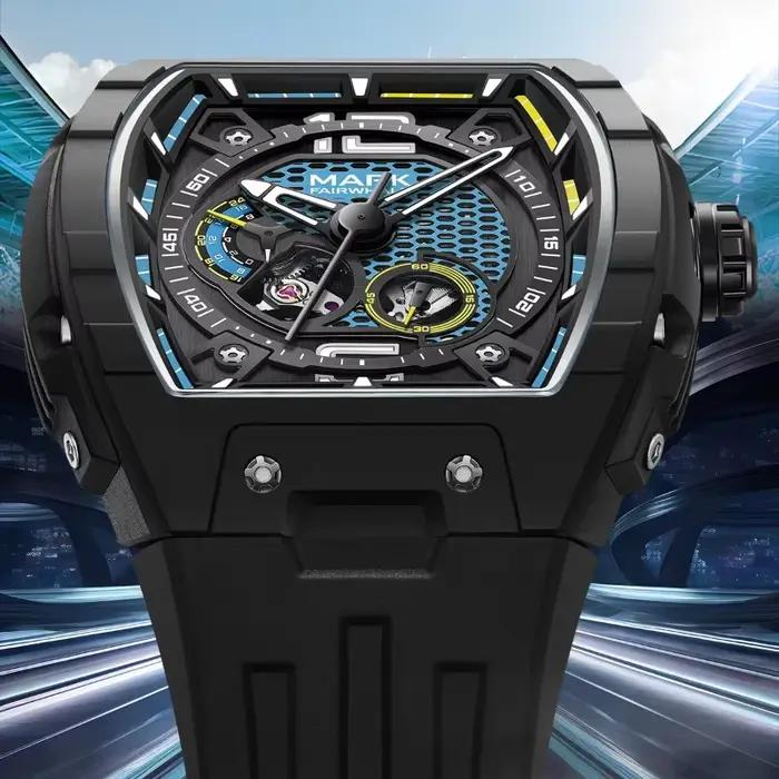 Mark Fairwhale 6002 mouvement automatique Tonneau cadran lumineux étanche mode montres mécaniques pour hommes Relogios Masculino