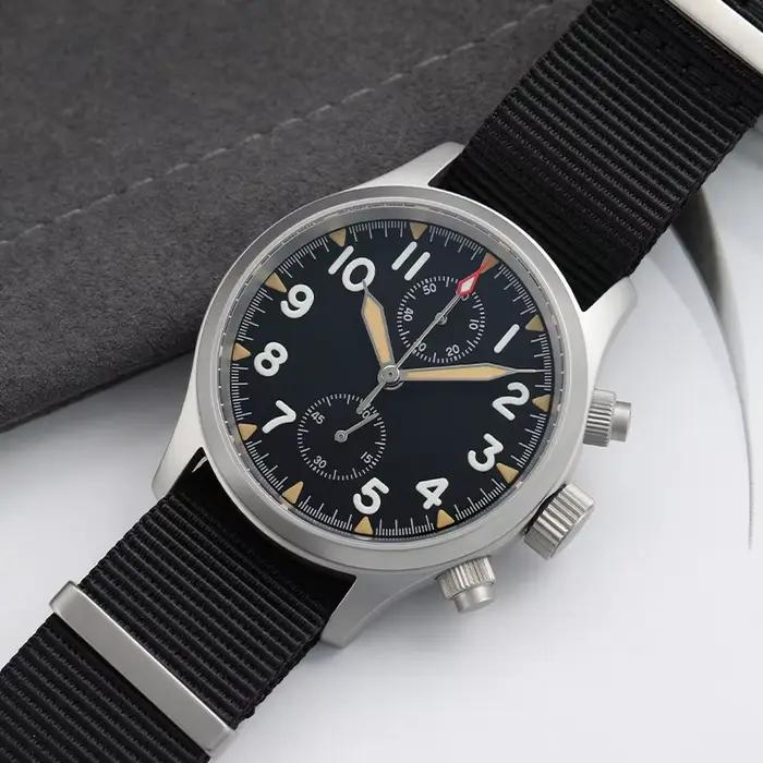 Militado ML1868 montre VK61 mouvement à Quartz 100m montres étanches hommes en acier inoxydable chronographe saphir cristal montre-bracelet