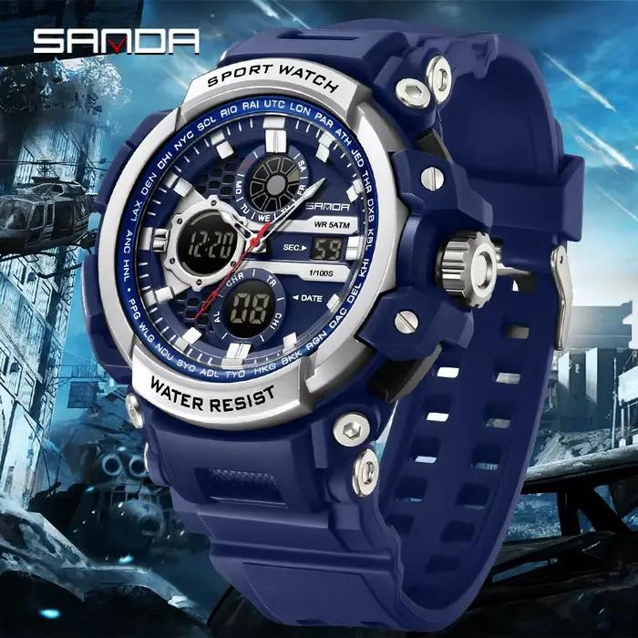 Nouvelle Montre Électronique SANDA 3390 Élégante et Luxe Pour Homme Occasions Spéciales Plage Bureau Multifonctionnelle
