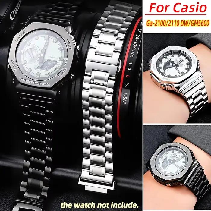 Bracelet de montre en acier inoxydable pour hommes Casio G-SHOCK GA-2100 GA2110 GA-B2100 GM-2100 avec finition mate et couleurs variées pour occasions spéciales