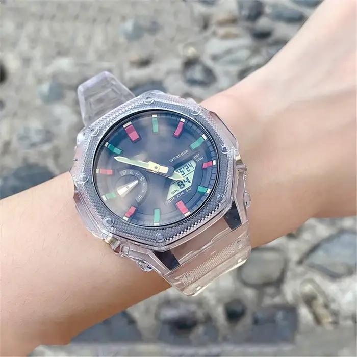 Bracelet en résine transparente pour Casio G-Shock GA-2100 avec fermeture en acier inoxydable pour hommes et femmes occassions spéciales