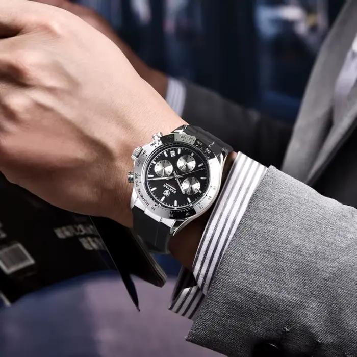 BENYAR nouvelles montres à Quartz décontractées pour hommes lunette en acier bracelet en Silicone étanche multifonctionnel montre-bracelet lumineuse pour homme