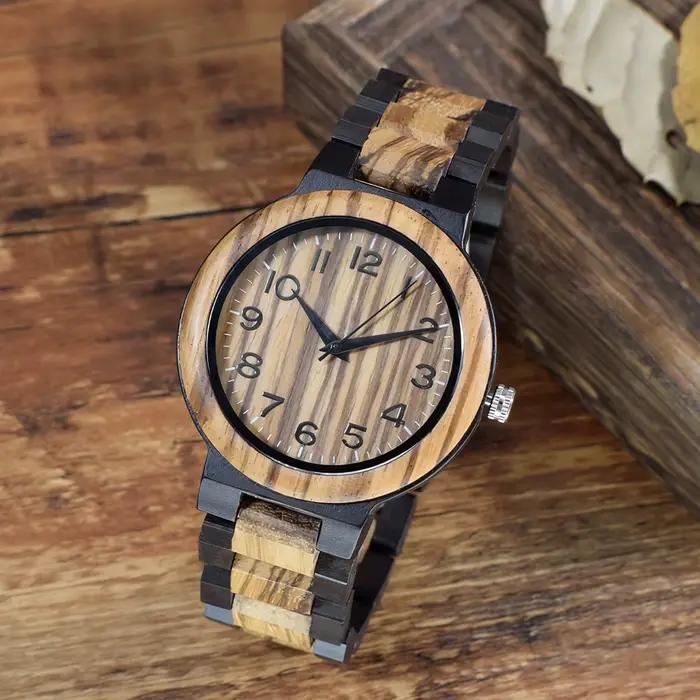 Montre rétro entièrement en bois pour homme