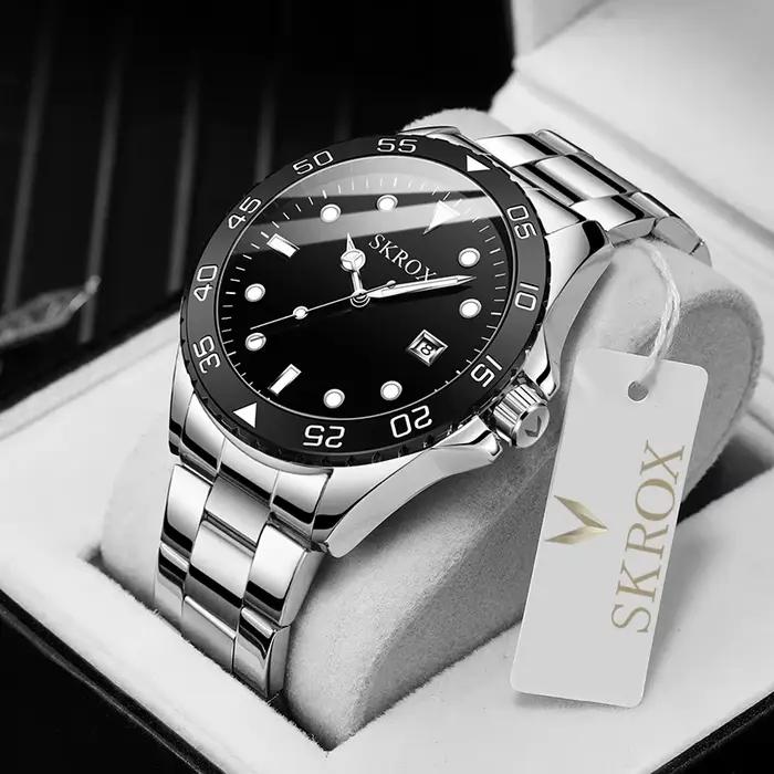 SKROX haut de gamme luxe plongeur lumineux homme montre mouvement automatique horloge mécanique montres en acier