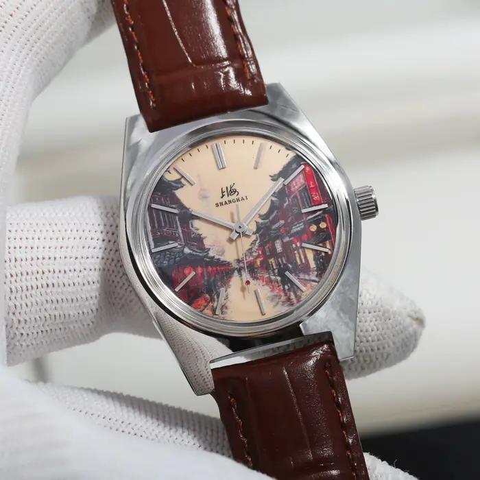 Montre mécanique à remontage manuel Shanghai 36mm pour hommes