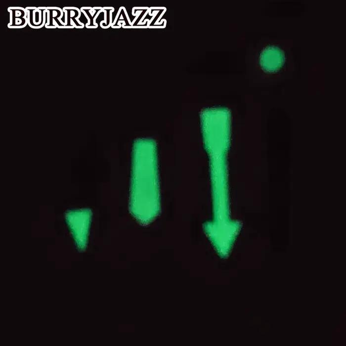 BURRYJAZZ NH34 GMT aiguilles de montre noir bleu blanc Orange rouge aiguilles vert lumineux