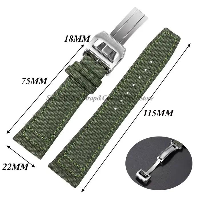 Toile bracelet de montre en cuir véritable pour IWC pilote Portugal PORTOFINO 20mm 21mm 22mm Nylon