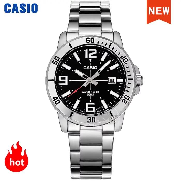 Montre Casio pour hommes Bracelet en acier inoxydable styles d'affaires relogio masculino MTP-VD01D