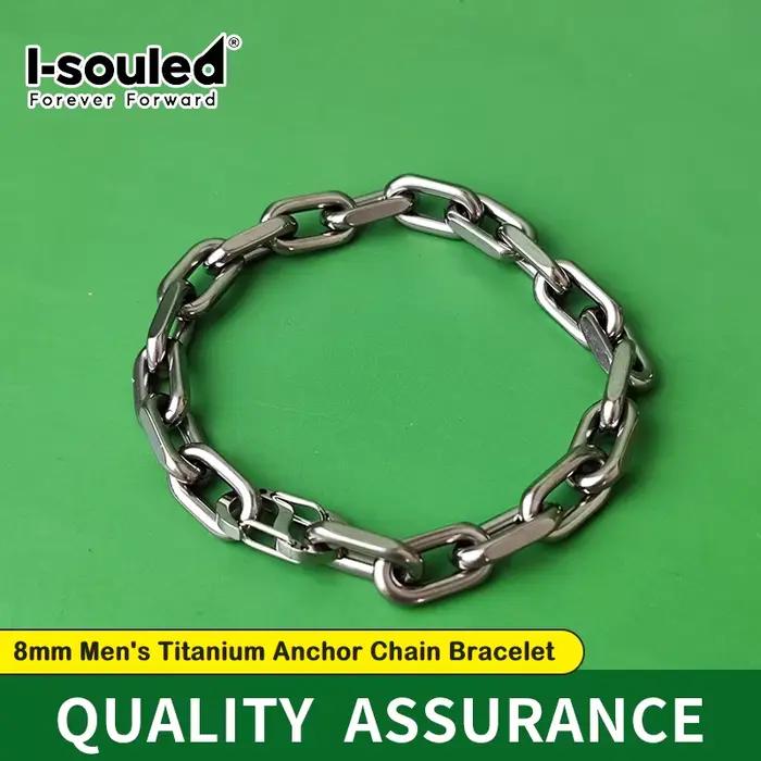 Bracelet chaîne ancre en titane pour hommes | Conception épaisse de 8 mm | Hypoallergénique et léger | Sac cadeau inclus