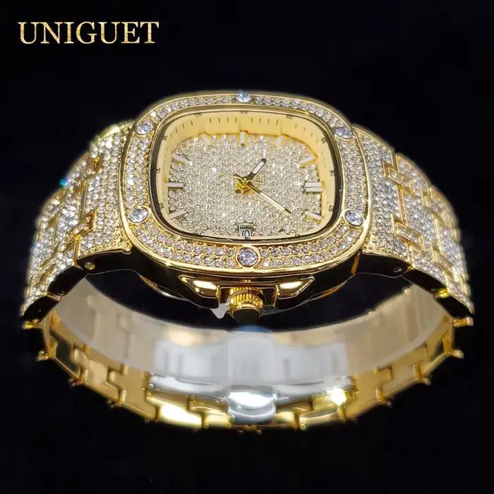 Montres en or pour hommes carré Design classique montre