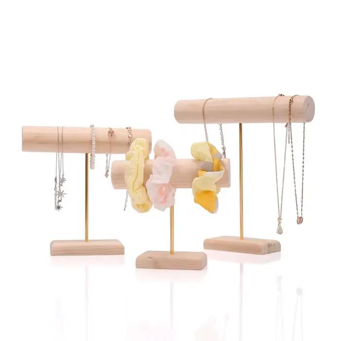 Boîte de rangement de bijoux en bois massif jaune avec tête de bracelet de montre et bande de caoutchouc Wenwan pour collection et préservation de bijoux pour femmes