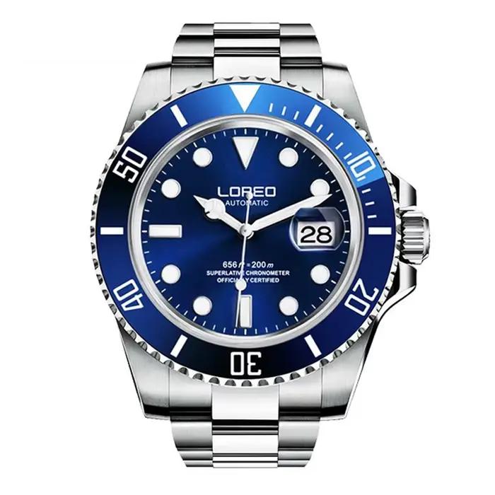 Montre LOREO de luxe homme automatique avec résistance à l'eau pour plongeurs et occasions spéciales