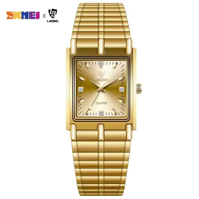 2022 luxe or Bracelet en acier montres femme mâle horloge montre à Quartz dorée pour hommes femmes