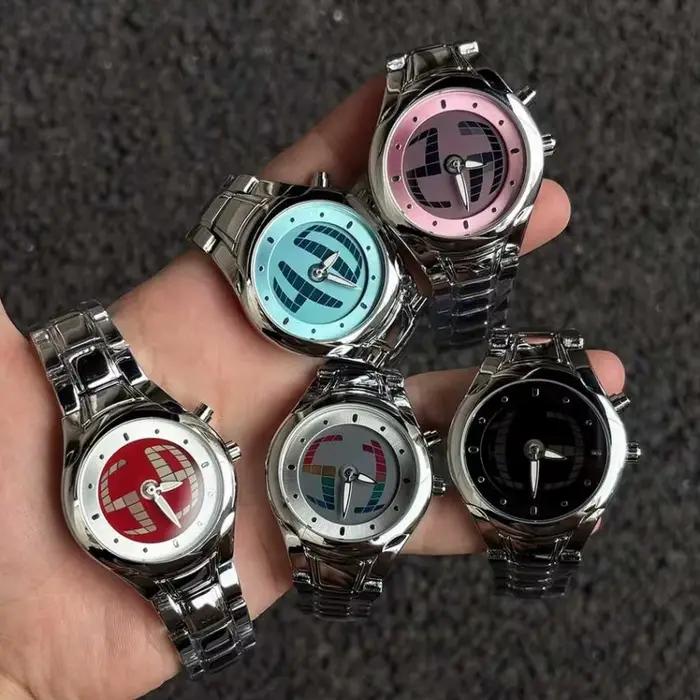 Montre Homme Luxe Globe Arc-en-ciel Forme Organique Unique Boîtier Futuriste Y2K Rétro Quartz Bracelet Acier Tendance