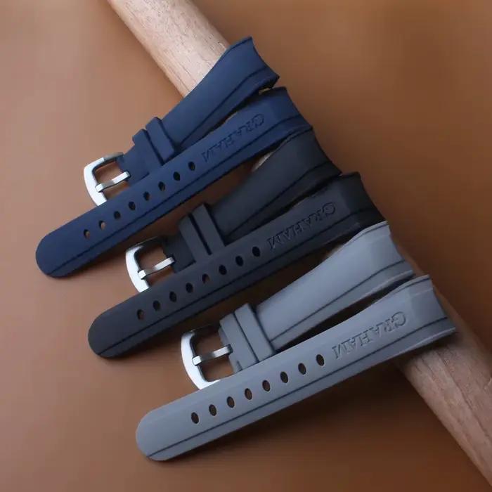 Bracelet de montre en Silicone 24mm pour Bracelet Graham