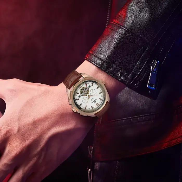 FORSINING Original luxe chronographe hommes montres Date mouvement automatique
