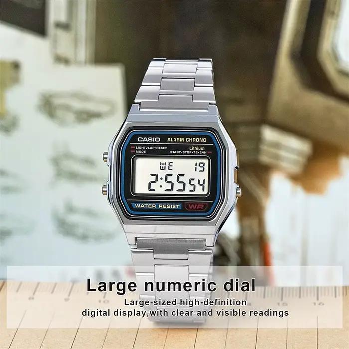 Série Casio A158WA | Montre numérique unisexe | Vintage | Chronomètre 100 secondes | Alarme quotidienne | Suivi du