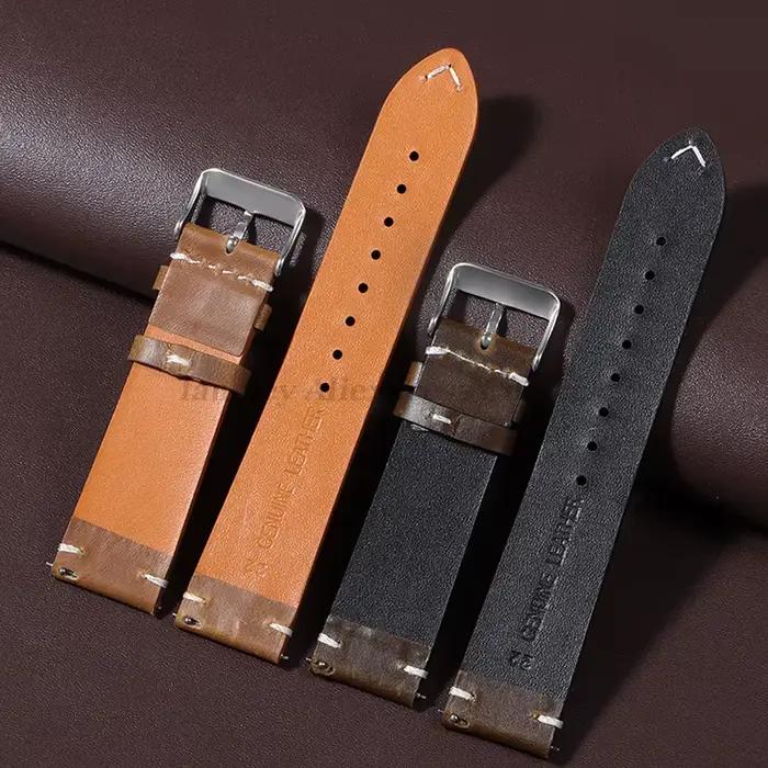 Bracelet de montre rétro en cuir véritable