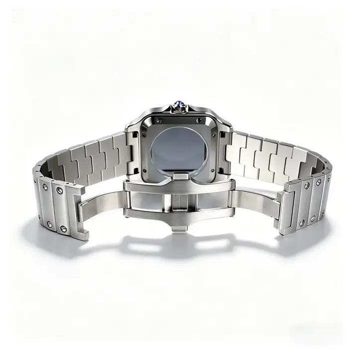 Kit de modification de montre Santos Inspired : boîtier carré de 38 mm + bracelet en acier inoxydable