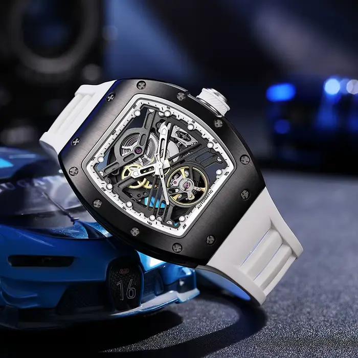 Montre mécanique en Fiber de carbone édition limitée style cyberpunk résistante à l'eau pour homme occasions spéciales et sportifs