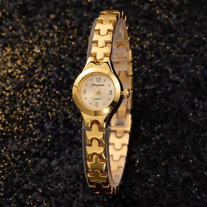 Montre de luxe JBAILI or strass bracelet acier inoxydable quartz pour femmes occasions spéciales cadeau elegance