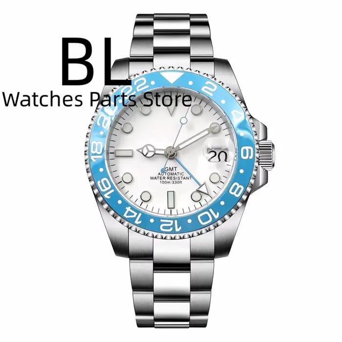 BLIGER luxe bleu ciel lunette en céramique GMT montre mécanique pour hommes 40MM