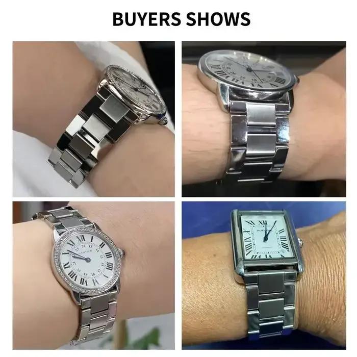 Pour Cartier Tank Solo Ronde série bracelet de montre en acier chaîne