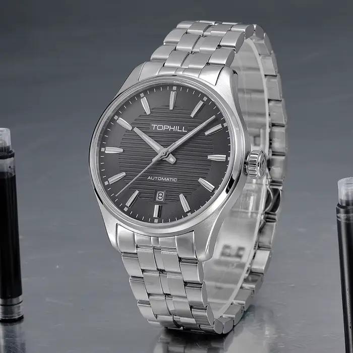 Montre Vintage Automatique TOPHILL en Acier Inoxydable pour Hommes Occasions Spéciales et Tous les Jours