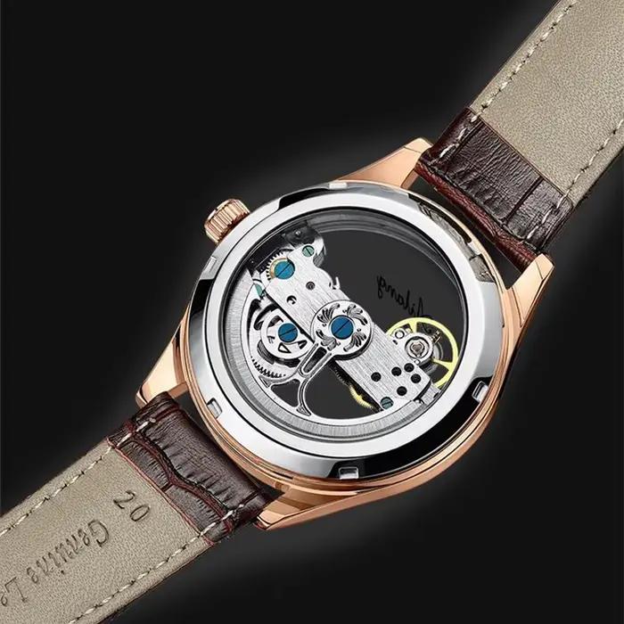 AILANG hommes montres haut de gamme de luxe squelette Steampunk montre mécanique mode cuir automatique creux
