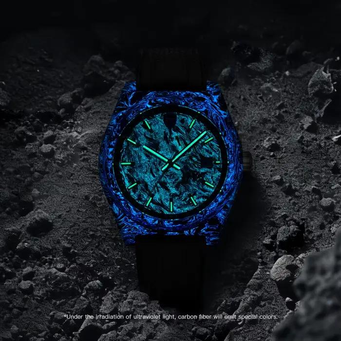Montre mécanique automatique en fibre de carbone ultra légère Salute Classics pour hommes