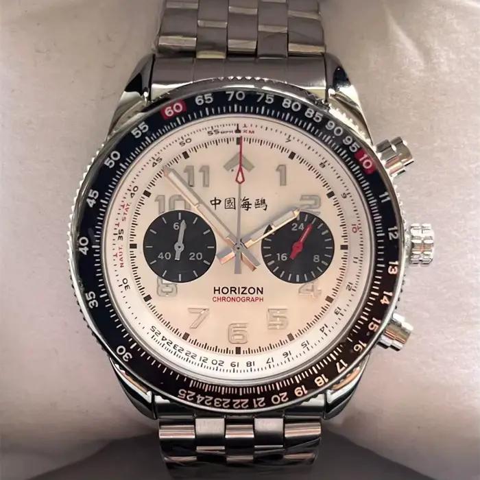 Montre de pilote militaire homme Seagull 1963 chronographe quartz acier inoxydable résistante à l'eau pour hommes occasions spéciales