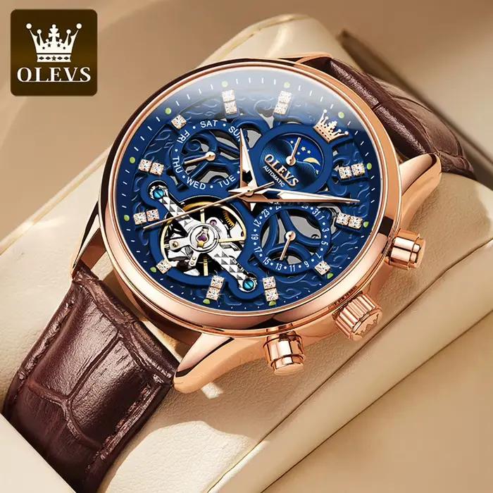 OLEVS 6658 montre automatique de marque originale pour hommes évider squelette Noctiucent haut de gamme mode Phase de
