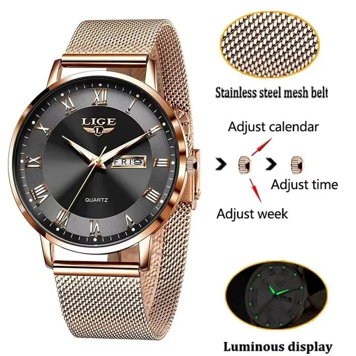 LIGE 2024 nouvelle montre femmes montres de luxe dames créatif en acier