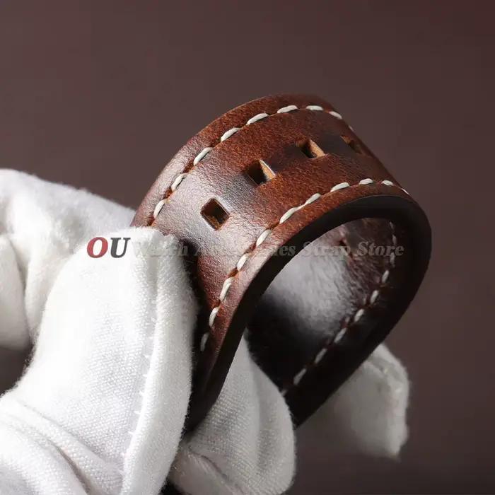 Bracelet de montre vintage en cuir huilé ciré 20mm 22mm pour Seiko pour Omega