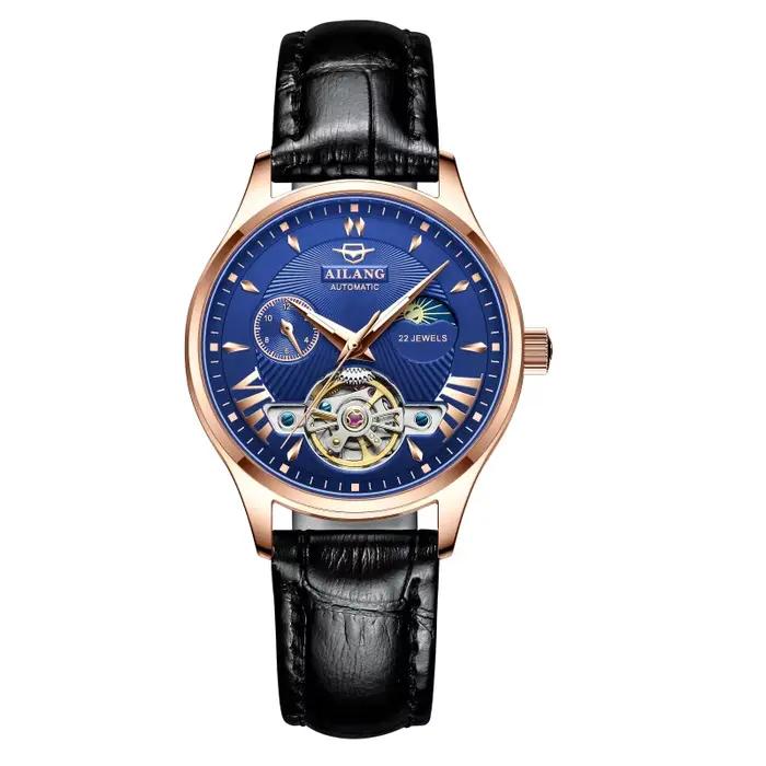 Montre Daniel Gorman automatique à phases lunaires avec bracelet en cuir de luxe pour femmes occasions spéciales élégantes