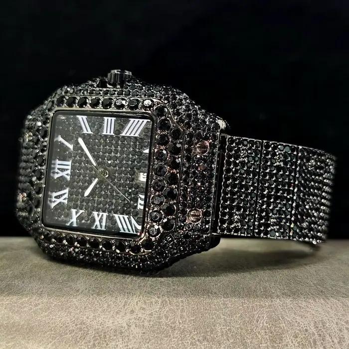 Cool noir montre de glace pour hommes marque UNIGUET luxe en acier inoxydable Quartz